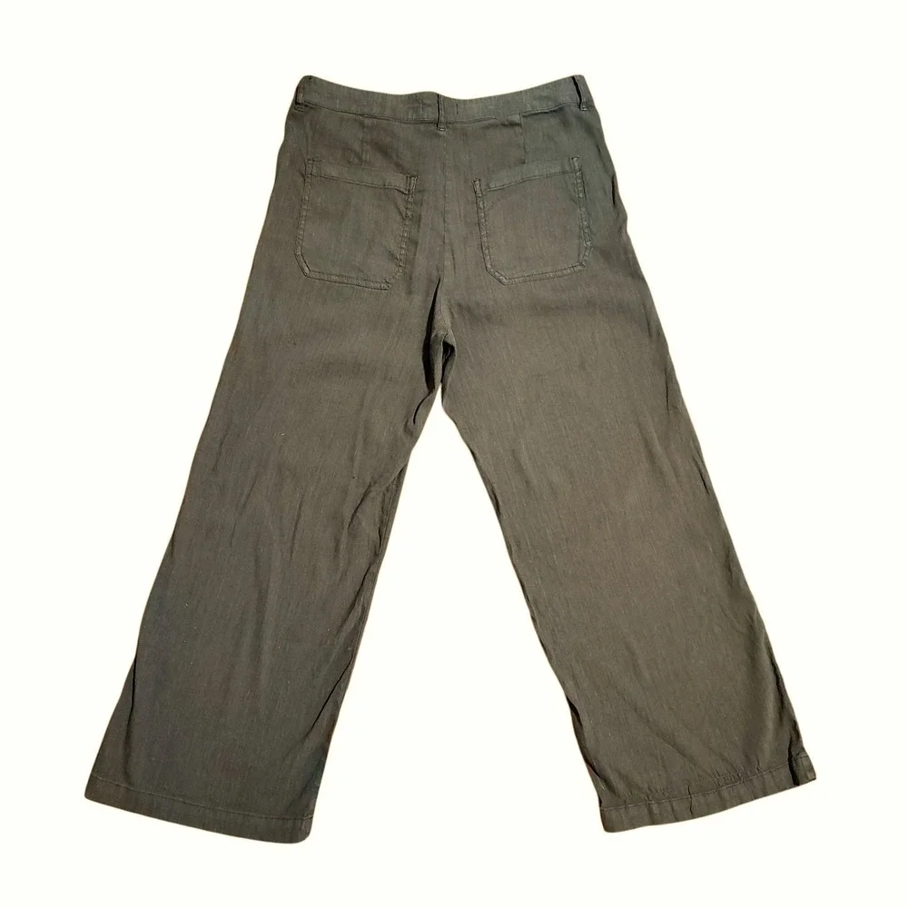 Kut from the Kloth Topaz Wide Leg Linen Blend Pants Olive Green Earthy Size 10 - Picture 2 of 9